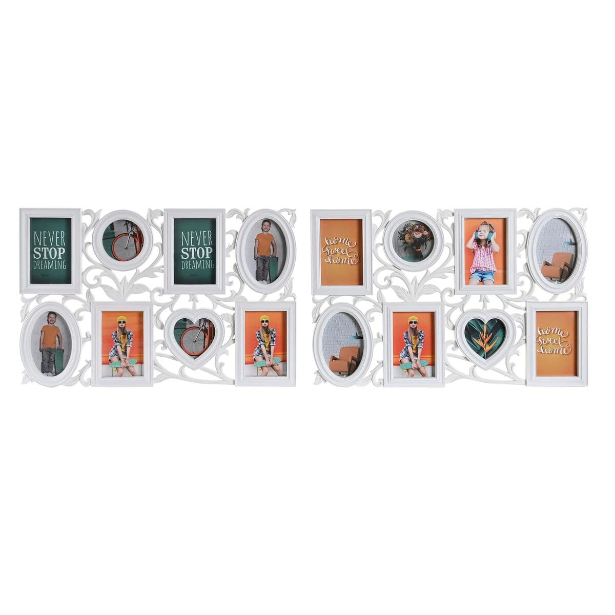 Nuotraukų rėmelis DKD Home Decor 8 nuotrauka Stiklas Balta PP (58 x 2 x 37,5 cm) (2 vnt.)