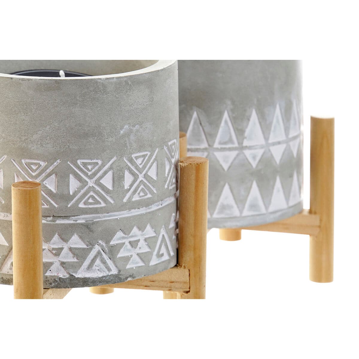 Vela DKD Home Decor Gris Madera Marrón Cemento Aluminio Cera (10 x 10 x 12 cm) (2 Unidades) - Image 2