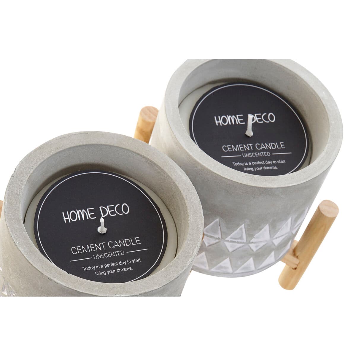 Vela DKD Home Decor Gris Madera Marrón Cemento Aluminio Cera (10 x 10 x 12 cm) (2 Unidades) - Image 3