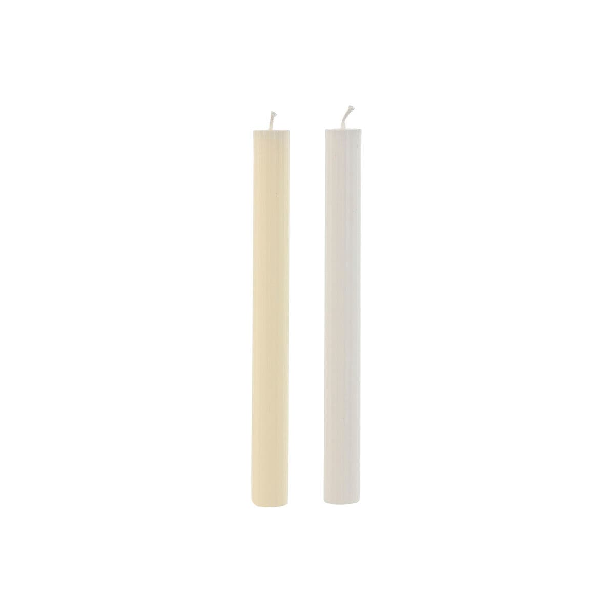 Set de Velas Home ESPRIT Blanco Beige 98 g 2 x 2 x 25 cm (2 Unidades) (3) - Image 2