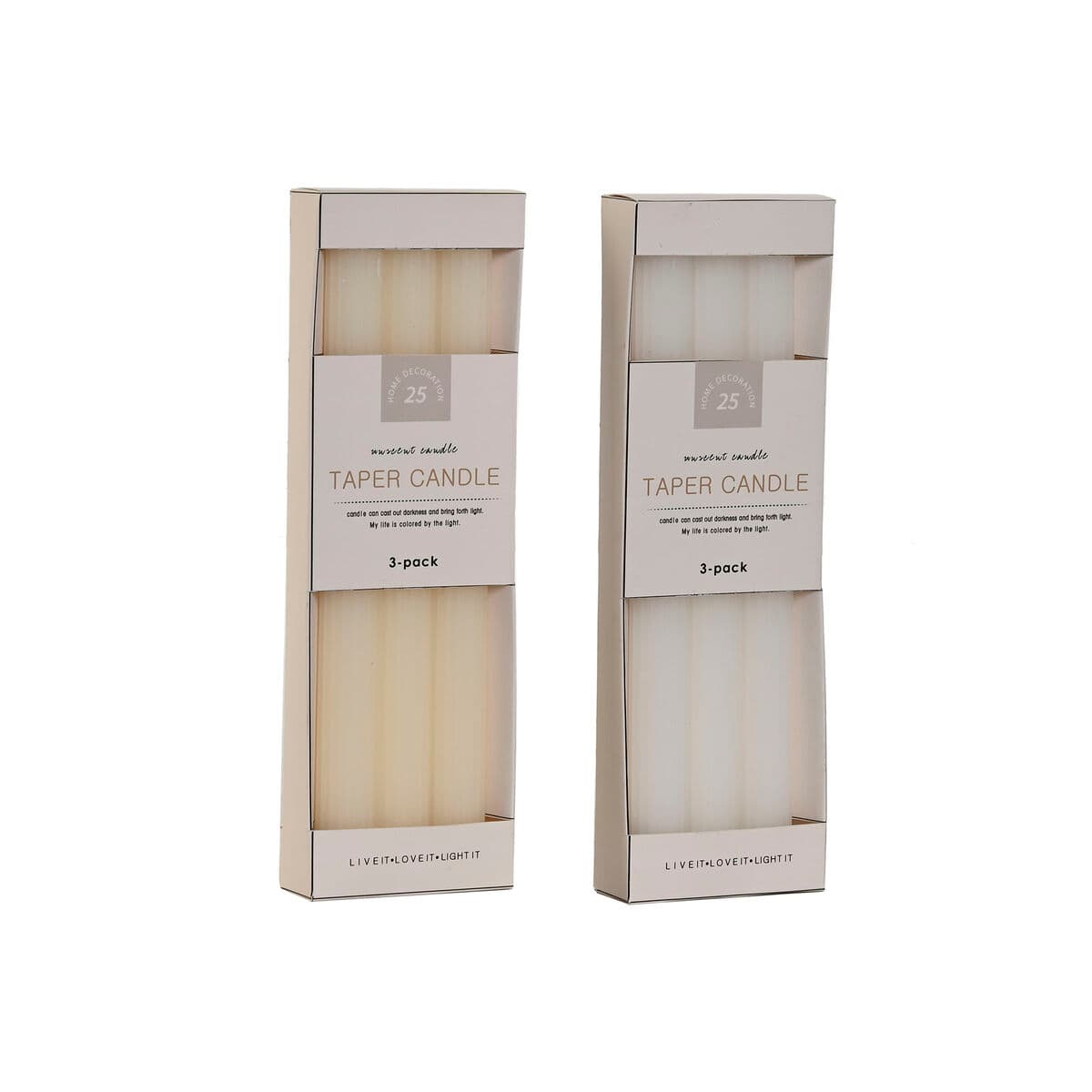 Set de Velas Home ESPRIT Blanco Beige 98 g 2 x 2 x 25 cm (2 Unidades) (3) - Image 4