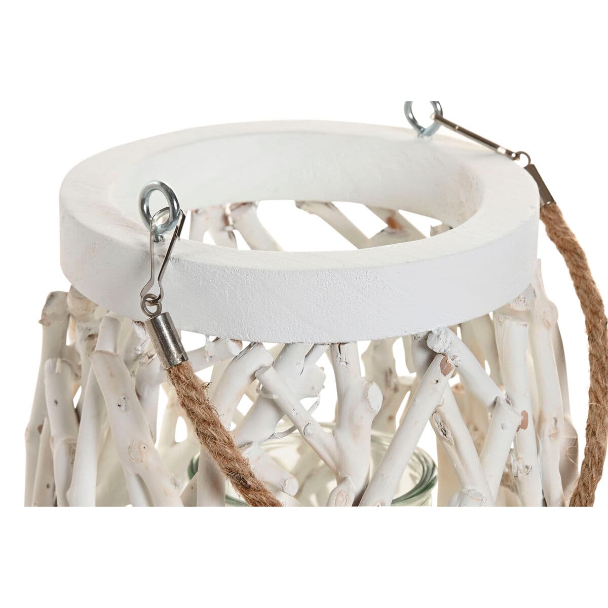 Svijećnjak Home ESPRIT Bijela Drvo Kristal 35 x 35 x 32 cm (2 kom.) - Image 2