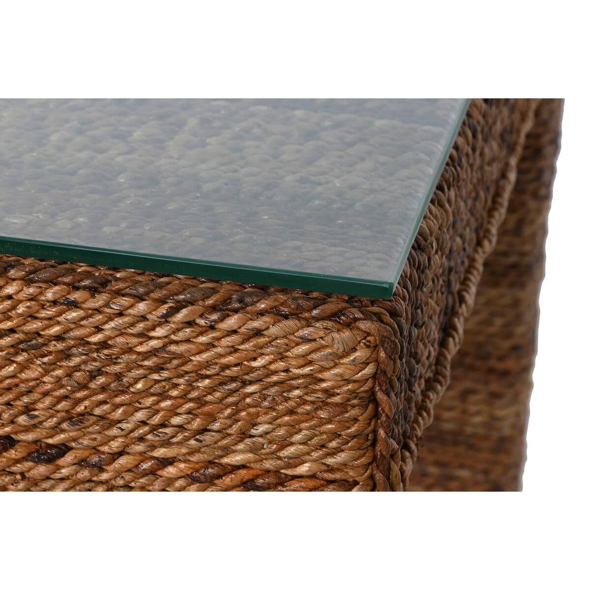 Mesa de Comedor Home ESPRIT Natural Cristal Templado Fibra madera de teca 180 x 90 x 77 cm - Image 3