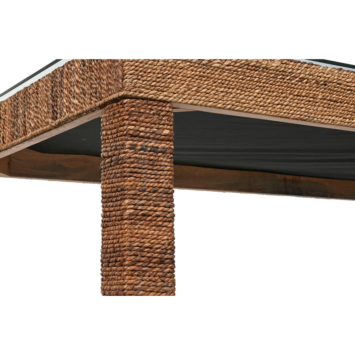 Mesa de Comedor Home ESPRIT Natural Cristal Templado Fibra madera de teca 180 x 90 x 77 cm - Image 4