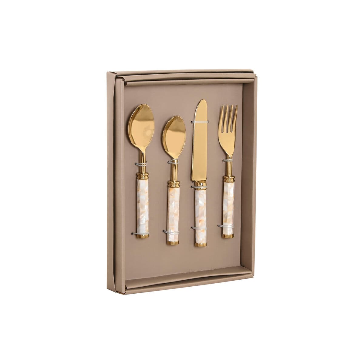 Stalo įrankiai Home ESPRIT Balta Auksinis Nerūdijantis plienas Perlamutras 4,5 X 2 X 21 CM 16 Dalys - Image 2