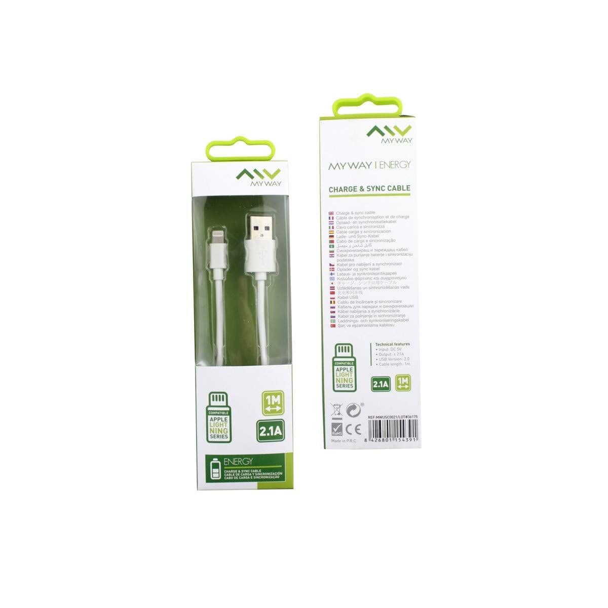 myway cable USB-Lightning 2.4A 1m blanco - Image 4