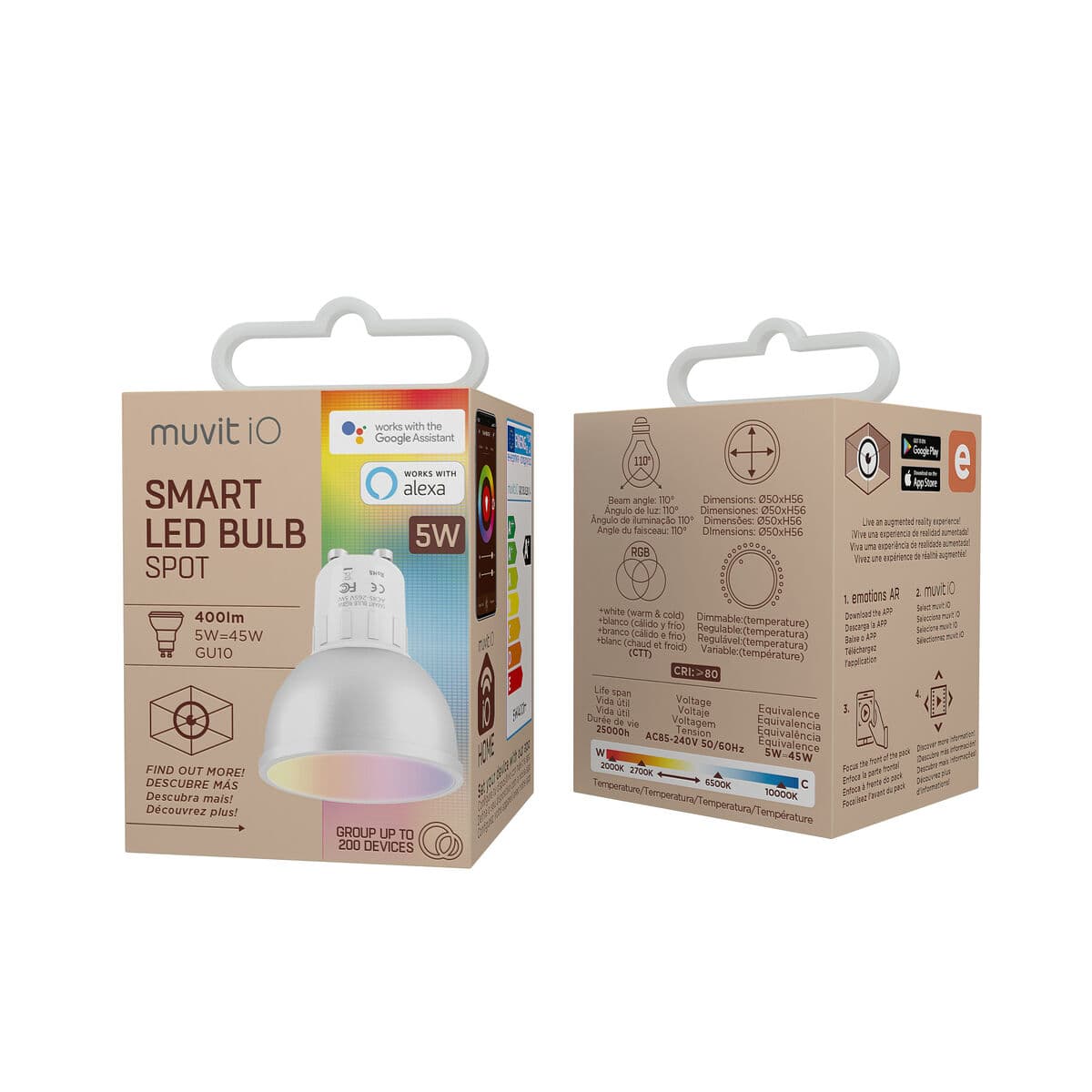 Išmani Lemputė Muvit iO 5 W GU10 2700 K 6500 K Wi-Fi LED 400 lm Balta - Image 7