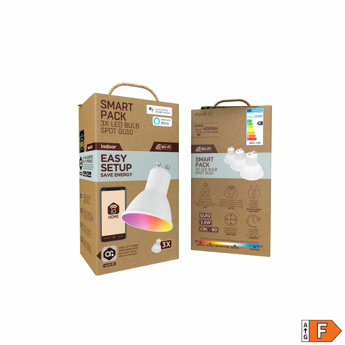 Išmani Lemputė Muvit iO Pack 3 5,5 W GU10 400 lm Wi-Fi LED 2700 K 6500 K - Image 6