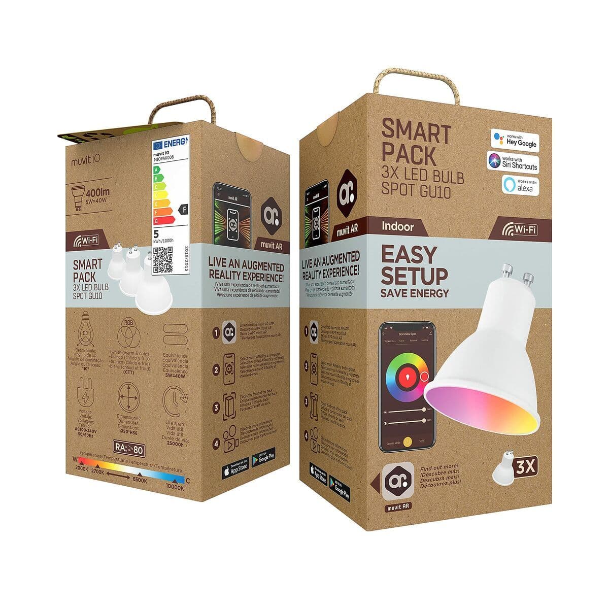 Išmani Lemputė Muvit iO Pack 3 5,5 W GU10 400 lm Wi-Fi LED 2700 K 6500 K - Image 5