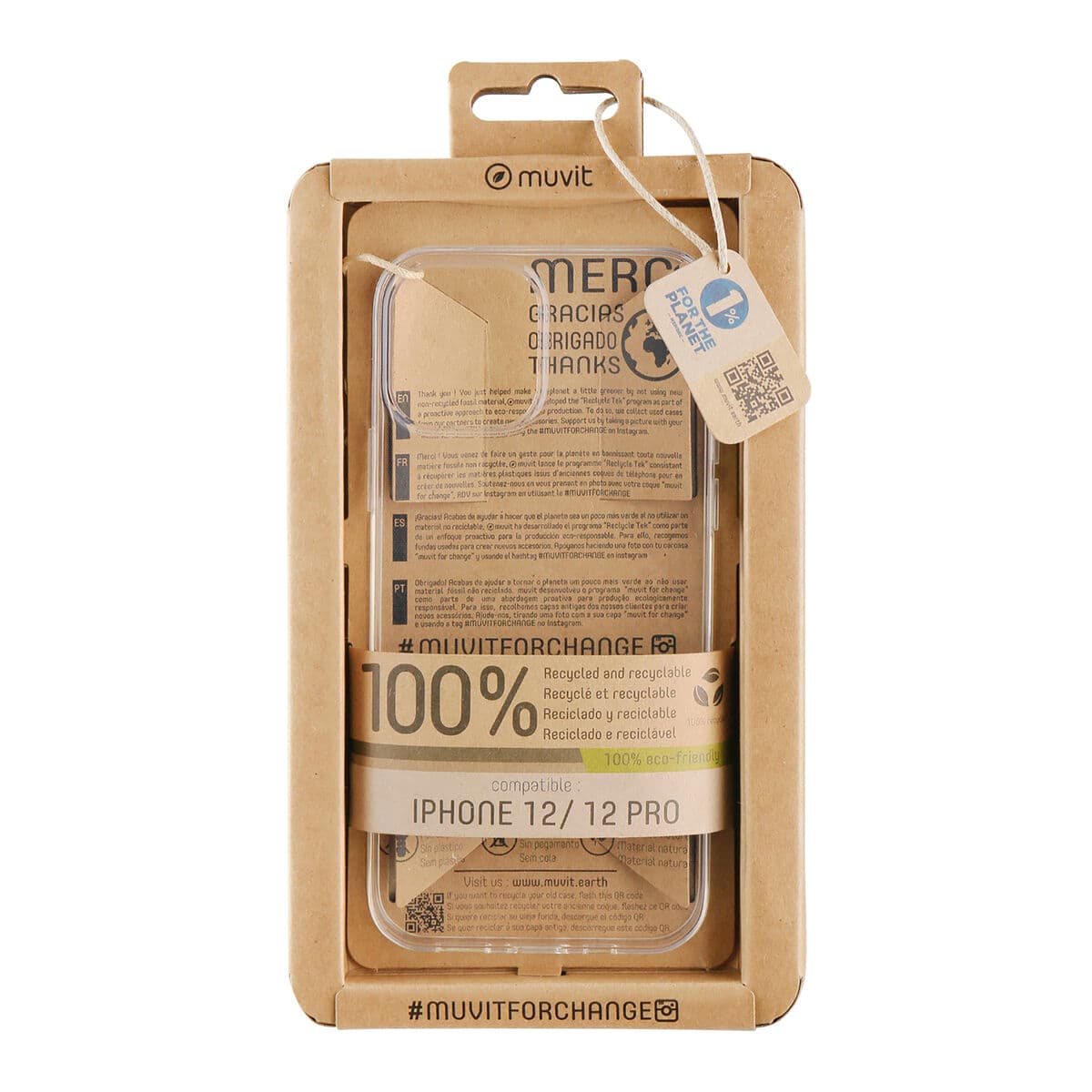 Protection pour téléphone portable Muvit for Change iPhone 12/12 Pro Transparent