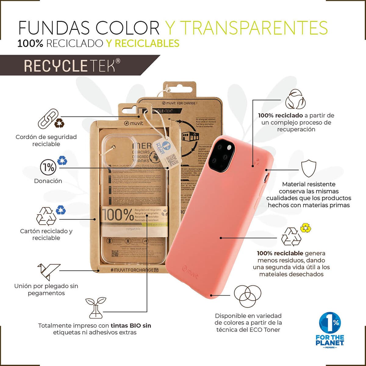 Protection pour téléphone portable Muvit for Change iPhone 12/12 Pro Transparent - Image 3
