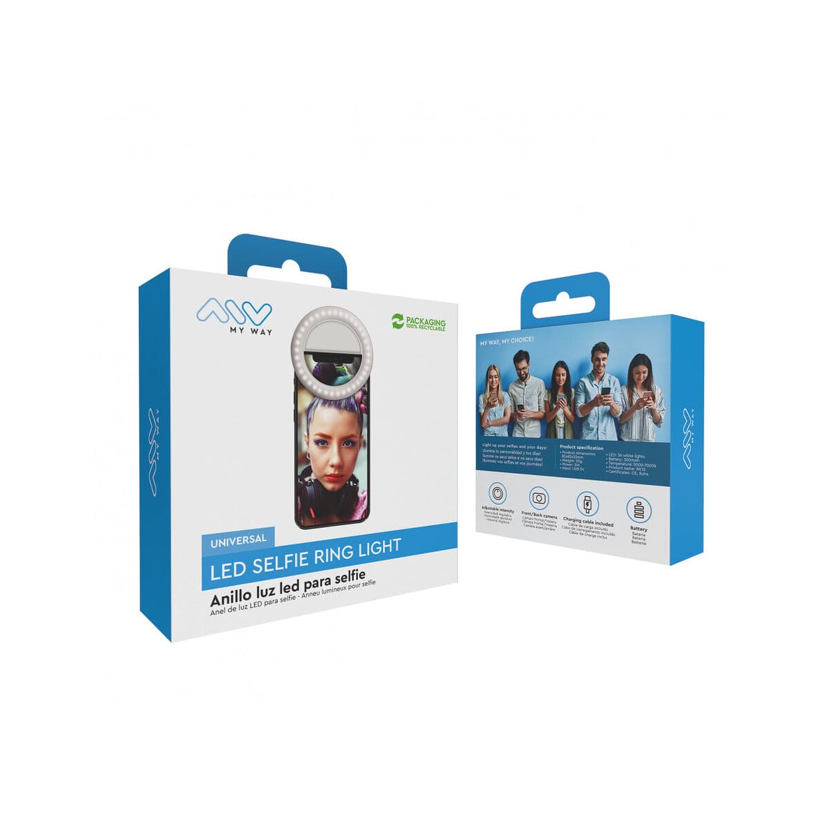 Anneau Lumineux pour Selfie Rechargeable Muvit MWCHL0007 Blanc - Image 8