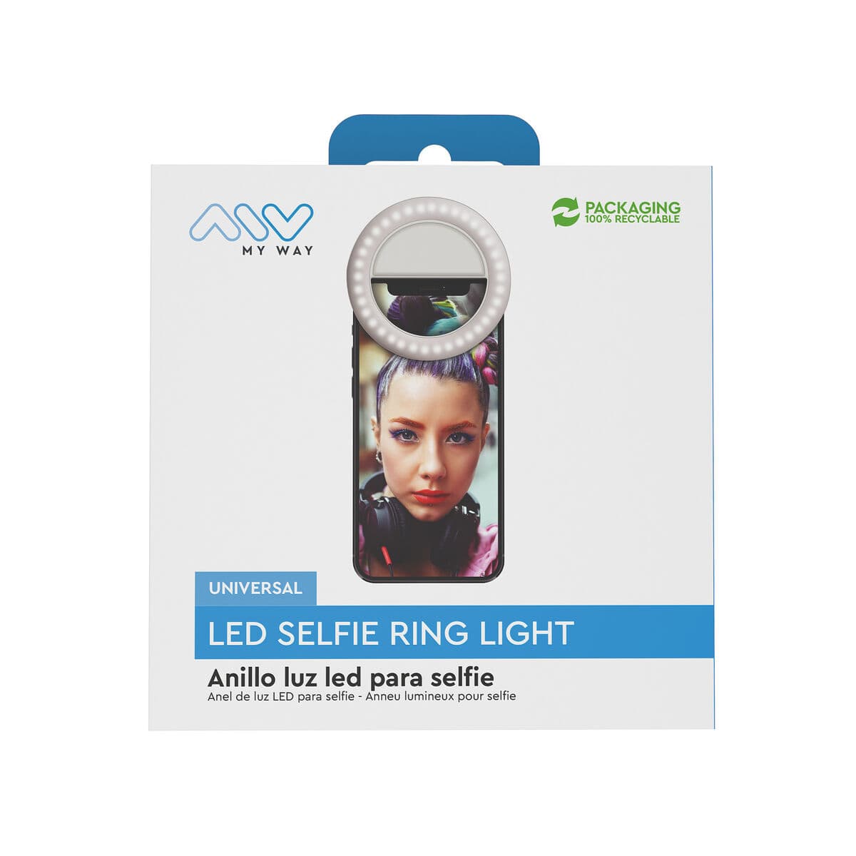 Anneau Lumineux pour Selfie Rechargeable Muvit MWCHL0007 Blanc - Image 3