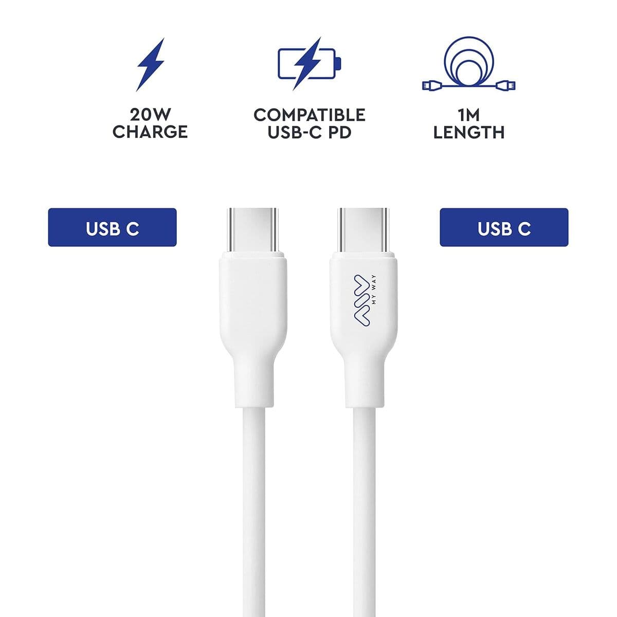 Cavo USB-C con USB-C Myway Bianco - Image 4
