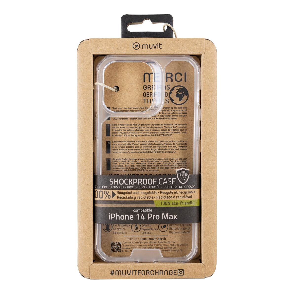 Protection pour téléphone portable Muvit for Change iPhone 14 Pro Max Transparent