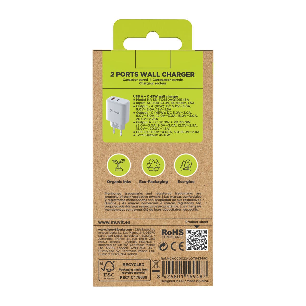 Väggladdare Muvit for Change MCD356 Vit 18 W 45 W - Image 6