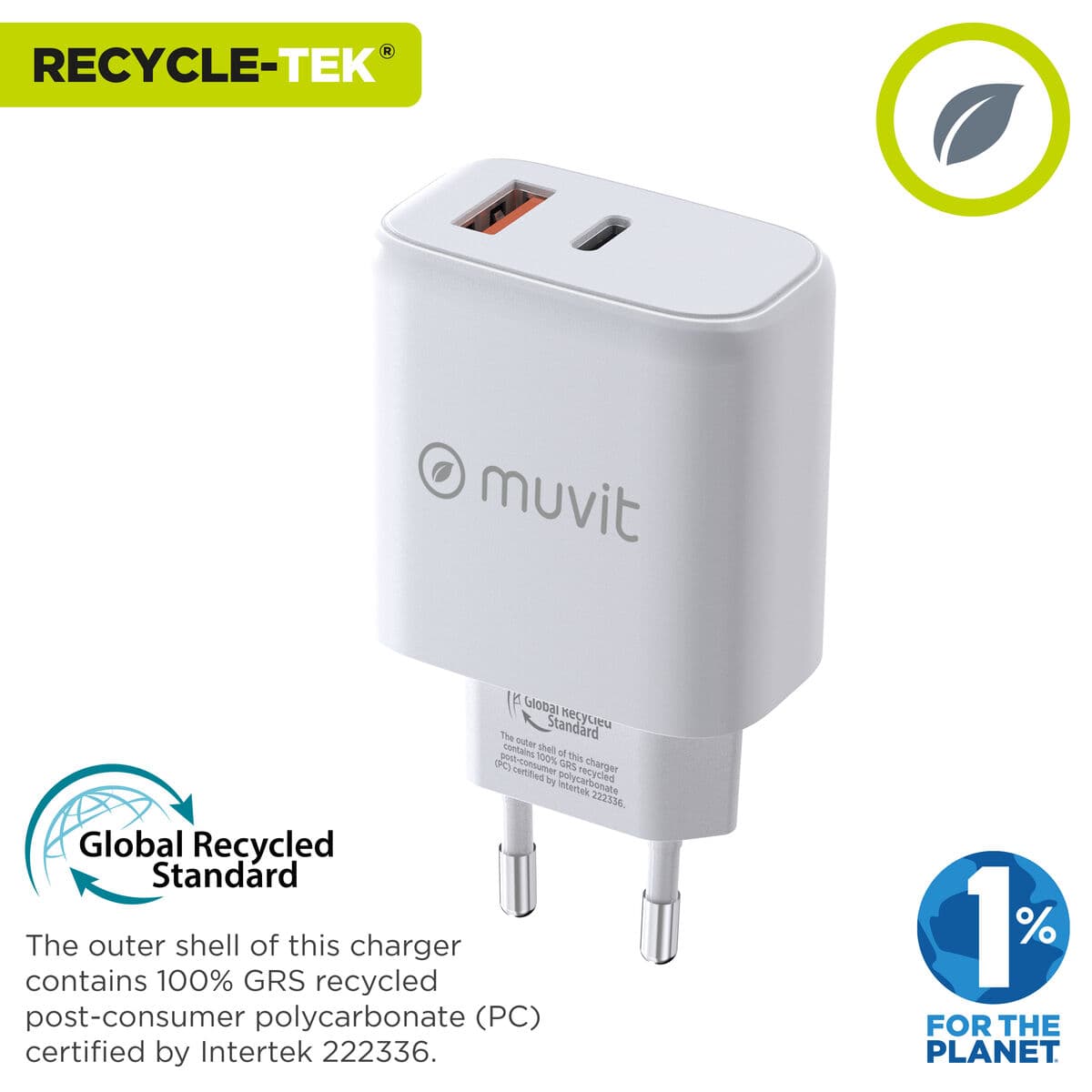 Chargeur mural Muvit for Change MCD320 Blanc 18 W - Image 2