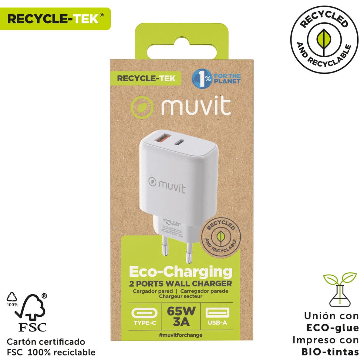 Chargeur mural Muvit for Change MCD320 Blanc 18 W - Image 5