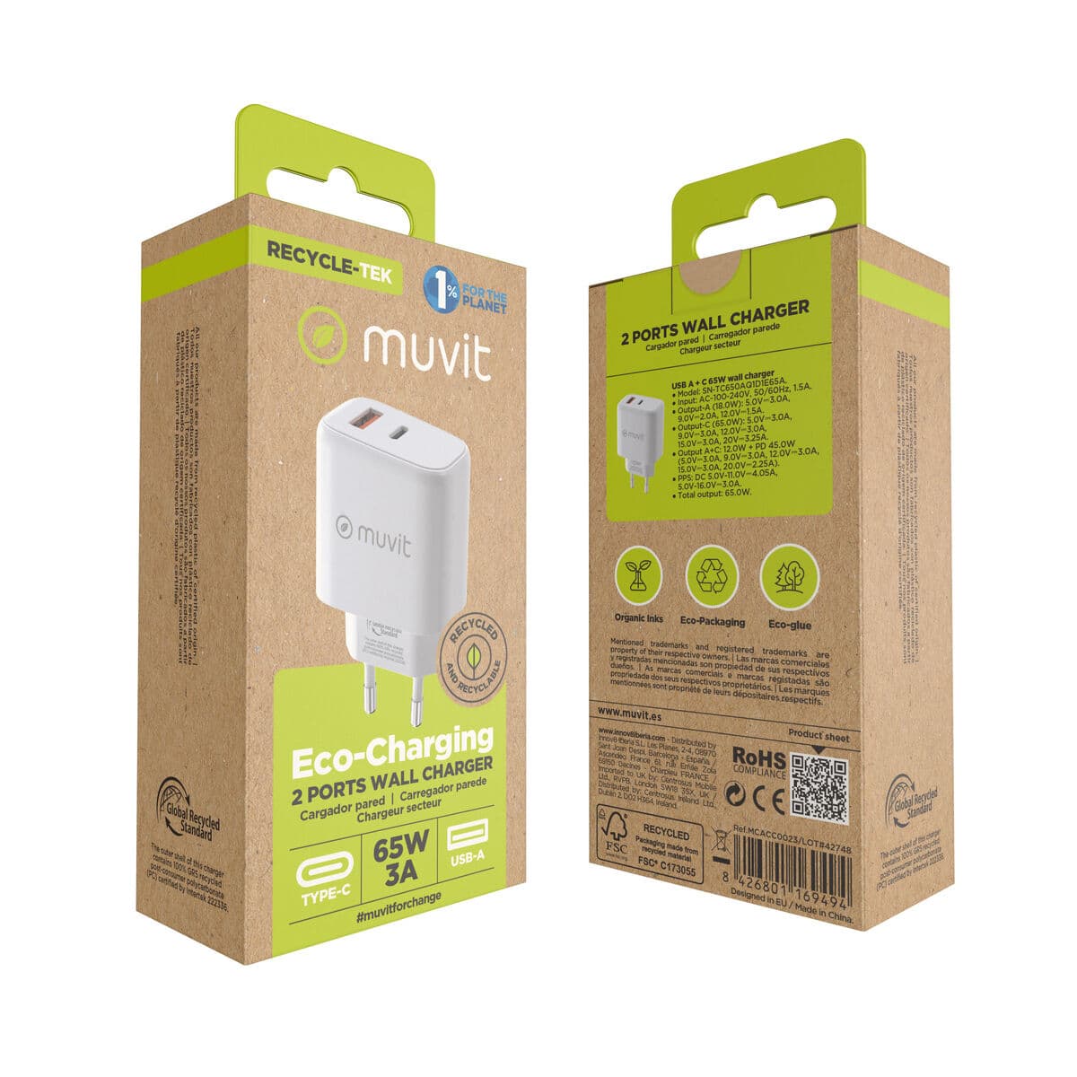 Chargeur mural Muvit for Change MCD320 Blanc 18 W - Image 7