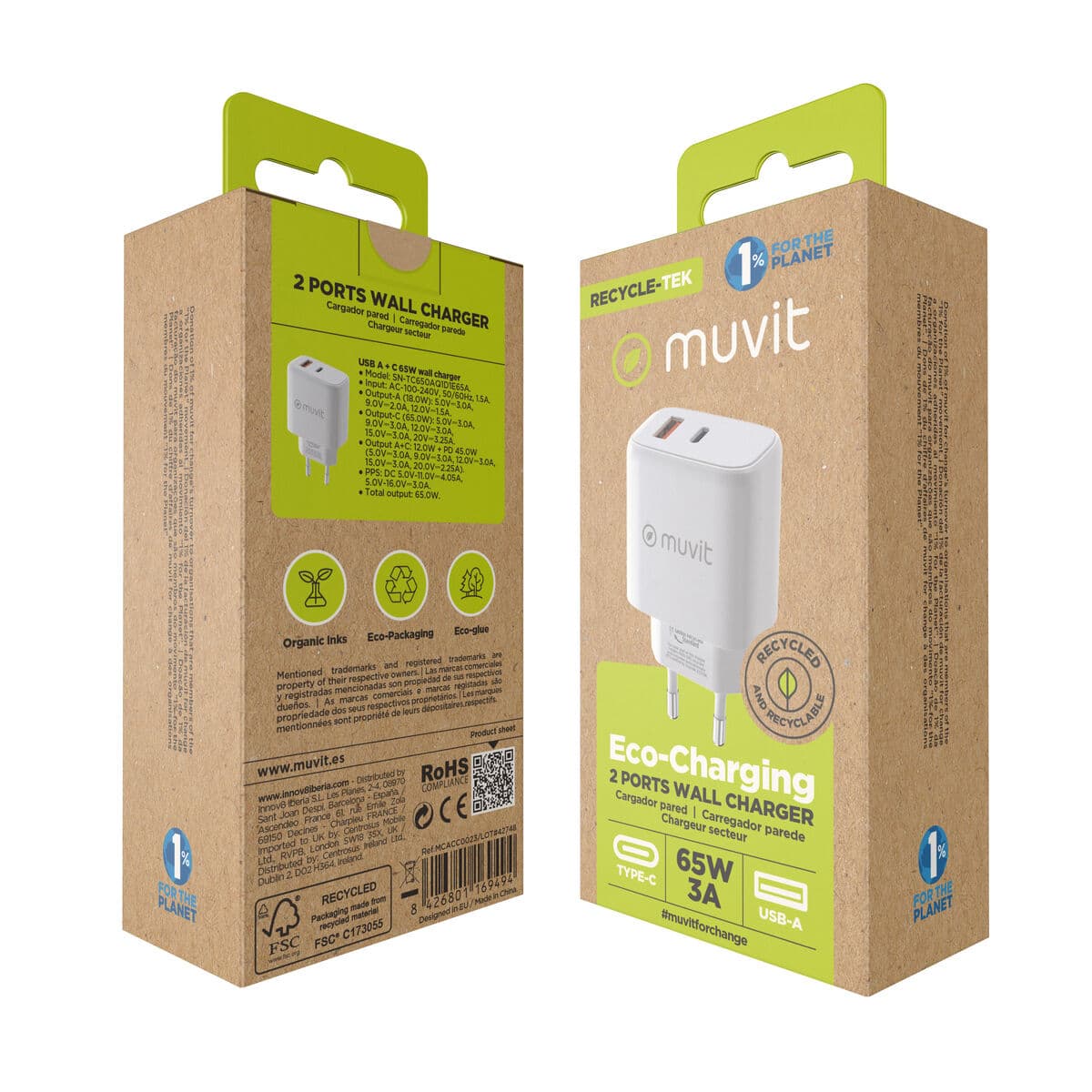 Chargeur mural Muvit for Change MCD320 Blanc 18 W - Image 8