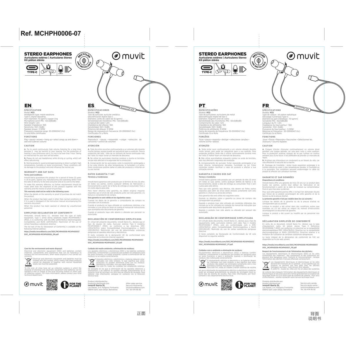 Kopfhörer mit Mikrofon Muvit M32 Schwarz - Image 8