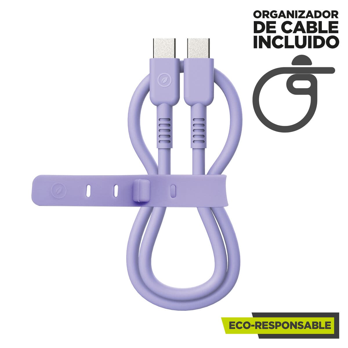 Câble USB-C vers USB-C Muvit for Change Lavande 1,2 m - Image 4