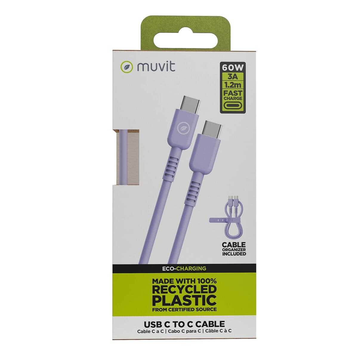 Câble USB-C vers USB-C Muvit for Change Lavande 1,2 m - Image 7
