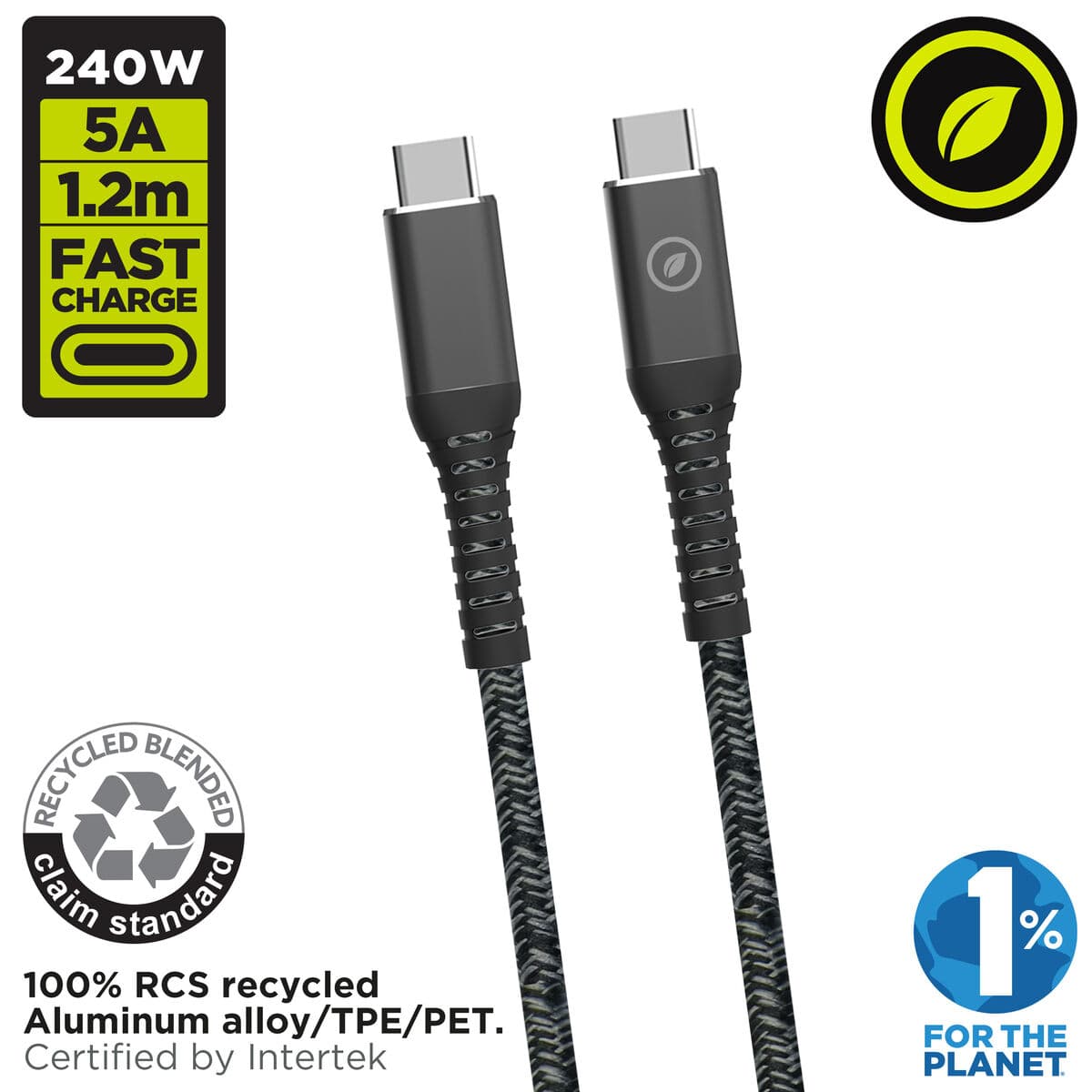 Câble USB-C vers USB-C Muvit for Change Noir 1,2 m - Image 2