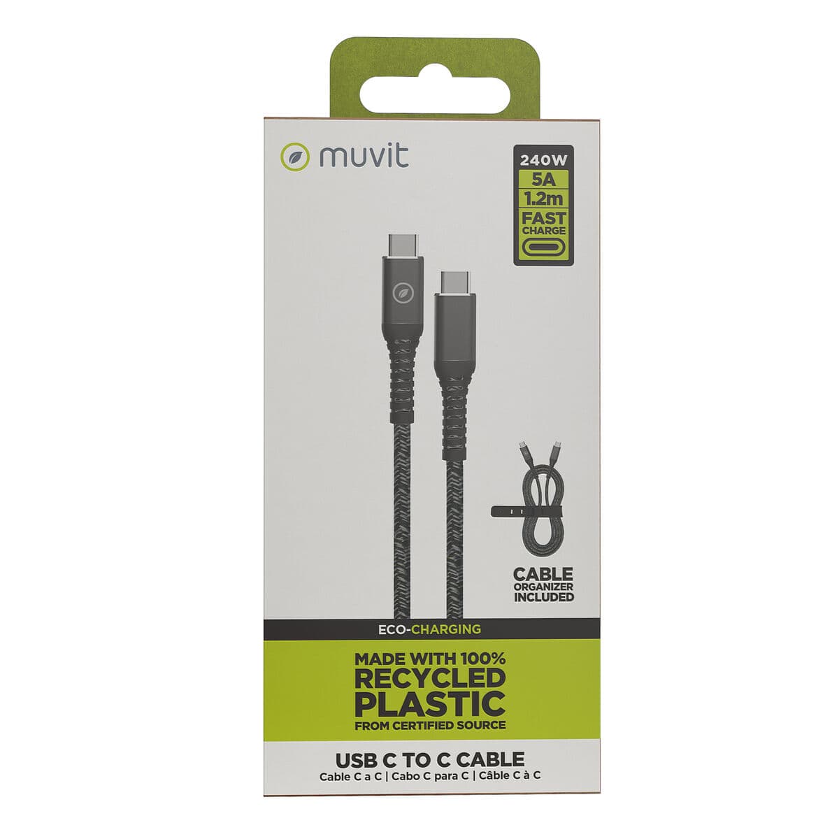 Câble USB-C vers USB-C Muvit for Change Noir 1,2 m - Image 7