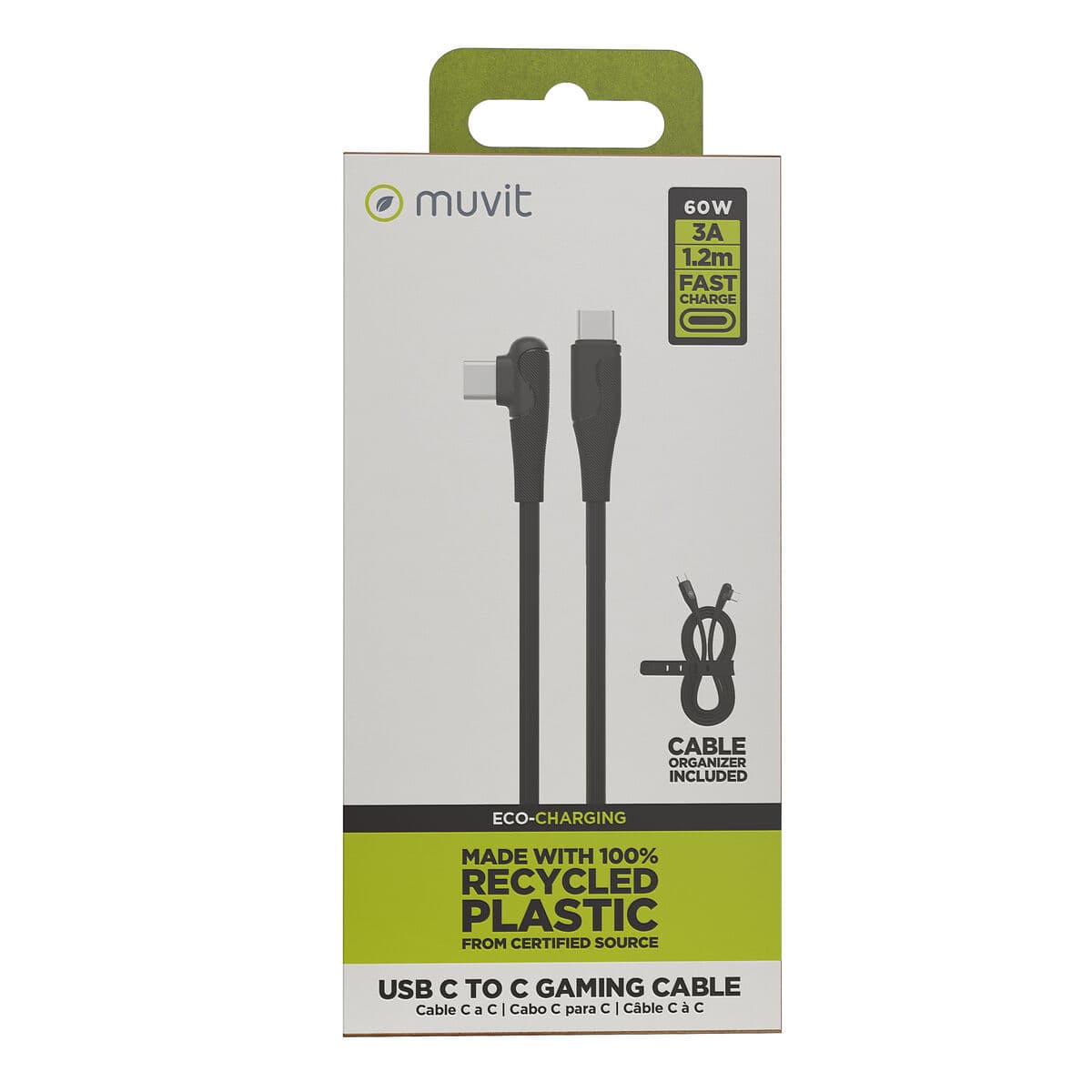 muvit for change cable Tipo C a Tipo C 3A/60W 1.2m gaming negro - Image 7