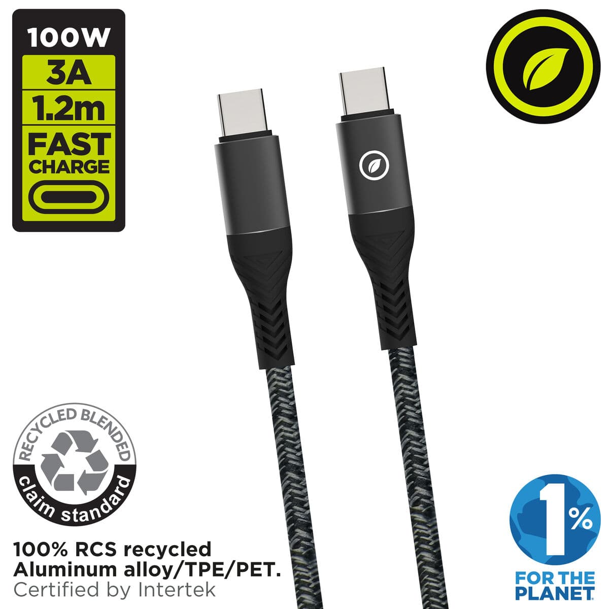 Câble USB-C vers USB-C Muvit for Change Noir 1,2 m - Image 2