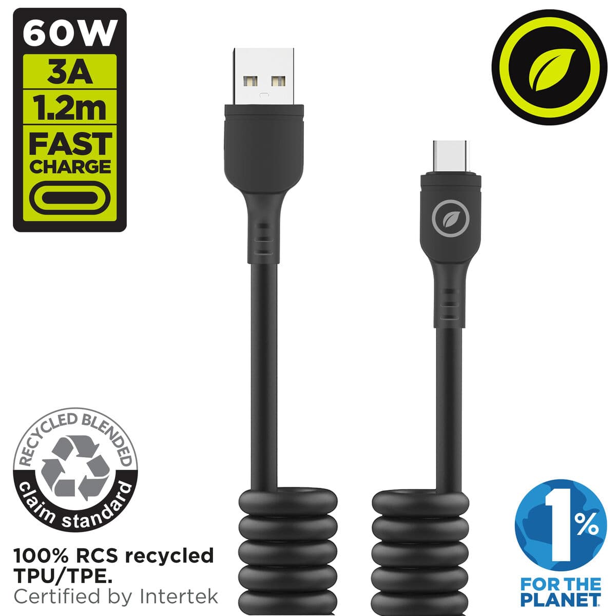 Câble USB A vers USB-C Muvit for Change Noir - Image 2