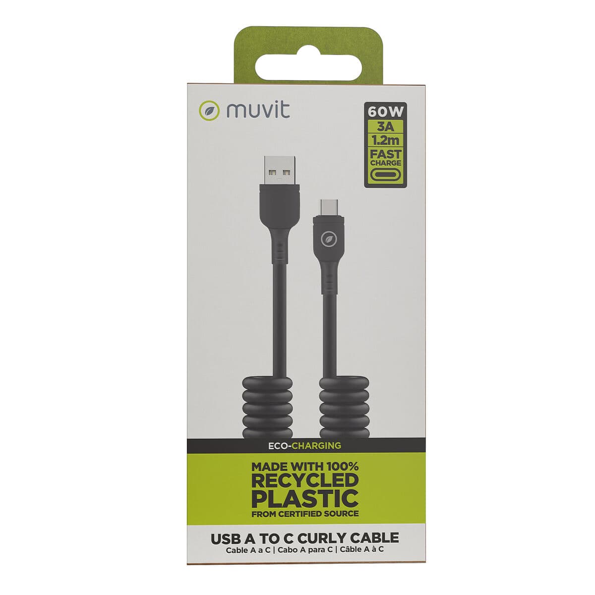 Câble USB A vers USB-C Muvit for Change Noir - Image 6