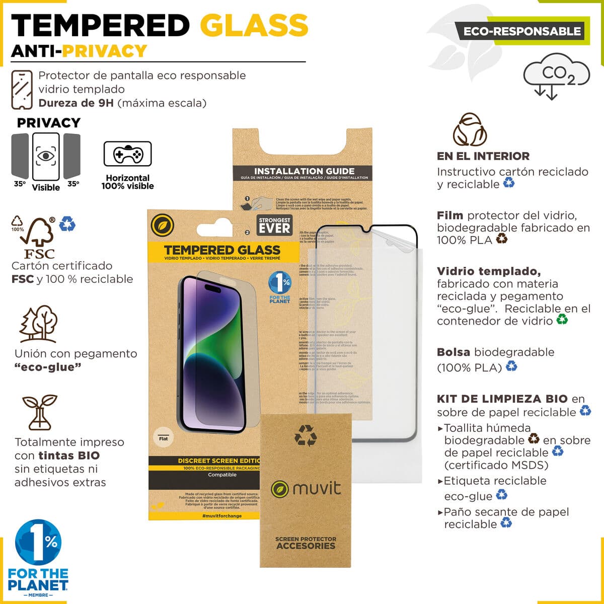 Protector de Ecran pentru Mobil Muvit for Change iPhone 15 - Image 2