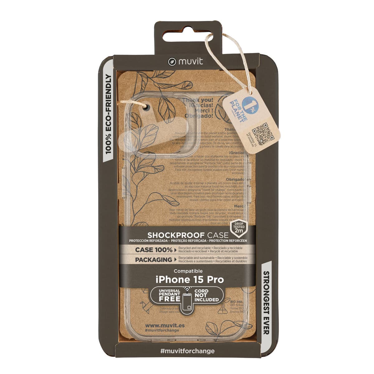Protection pour téléphone portable Muvit for Change iPhone 15 Pro Clear