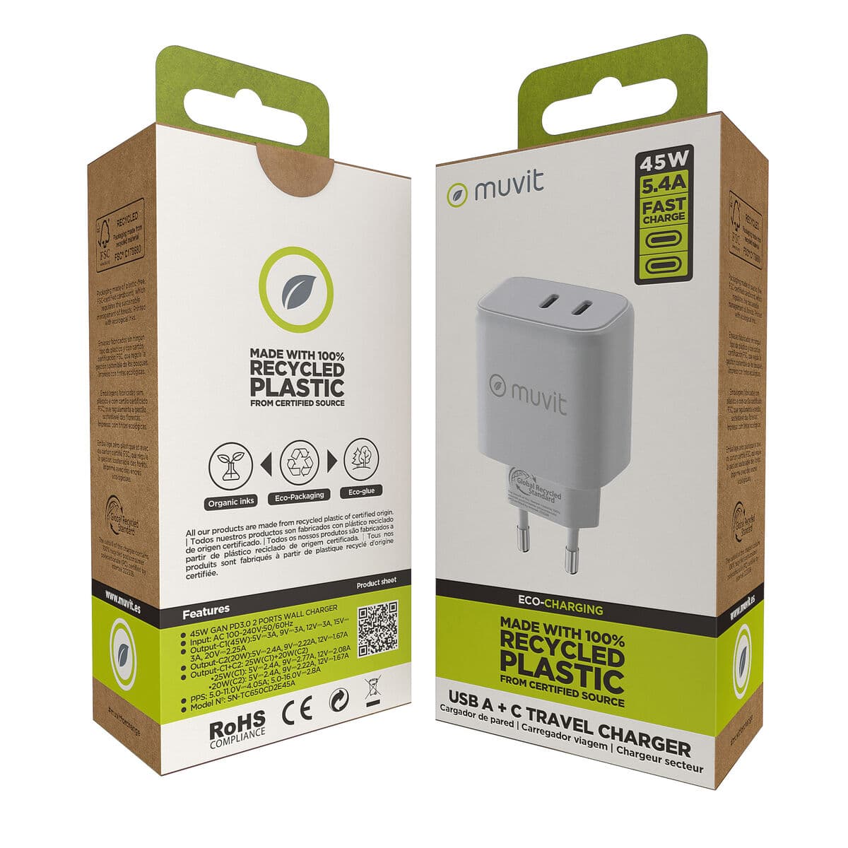 Chargeur mural Muvit for Change HC-175 Blanc 20 W 45 W - Image 4