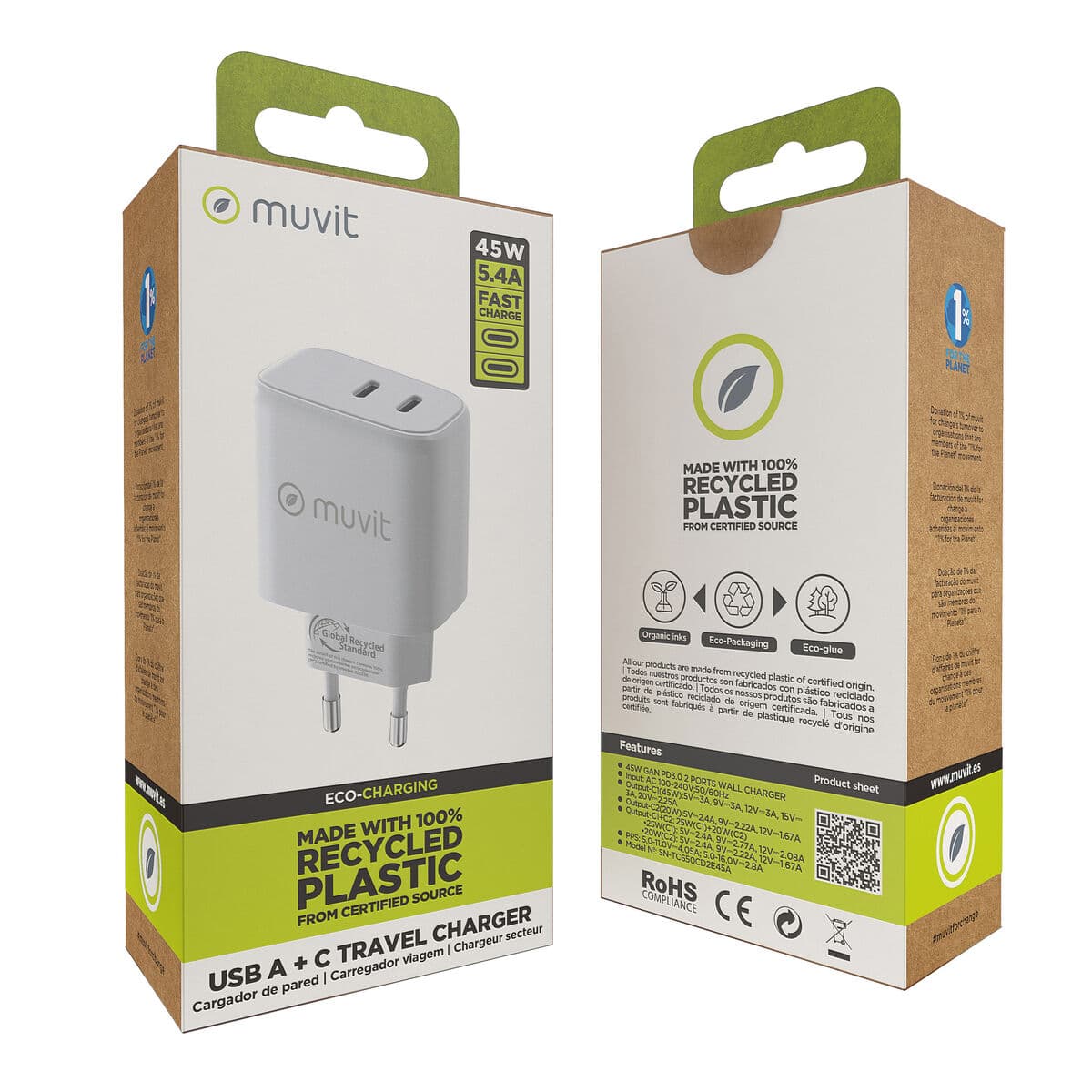 Chargeur mural Muvit for Change HC-175 Blanc 20 W 45 W - Image 5