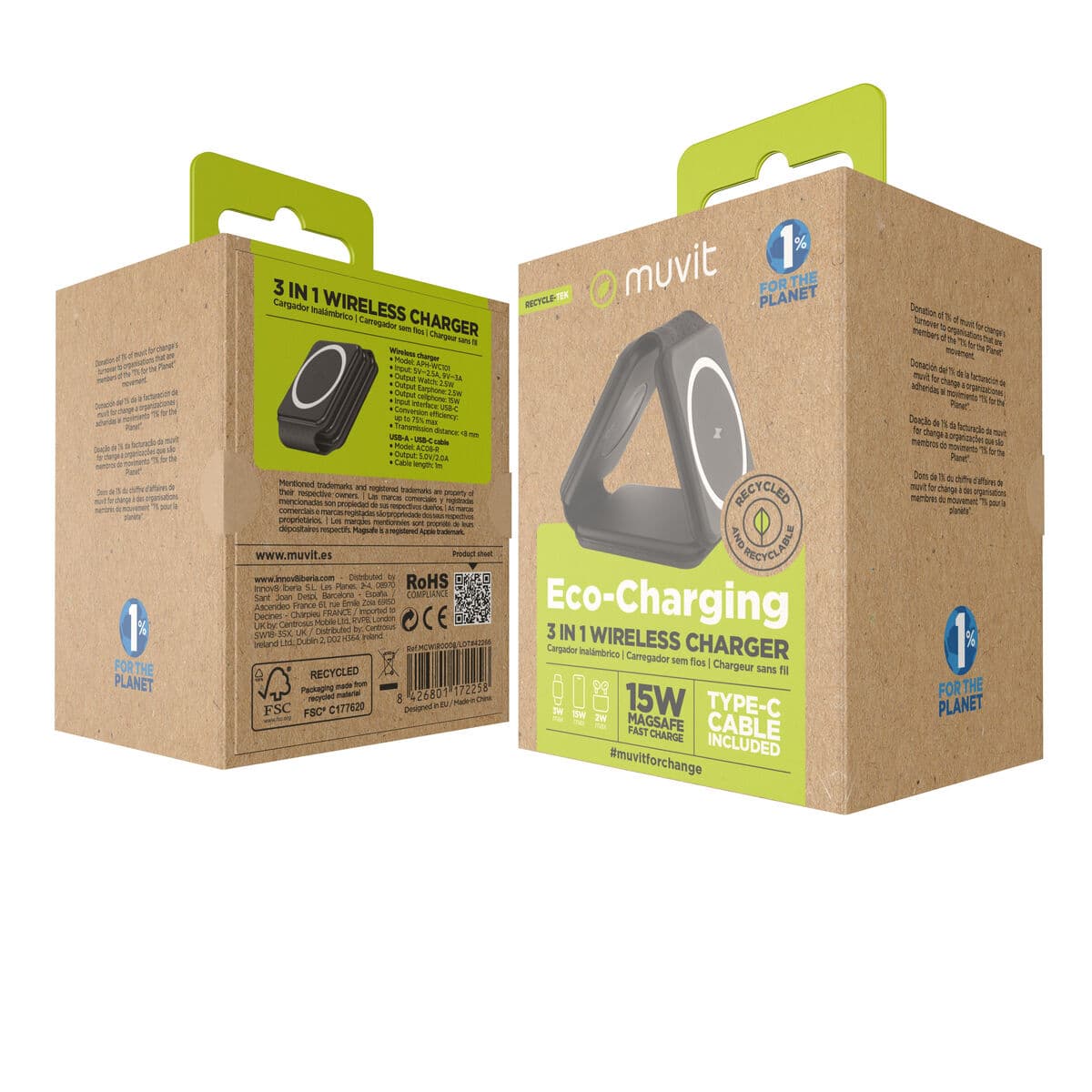 Cargador Inalámbrico Muvit for Change APH-WC101 Negro - Image 17