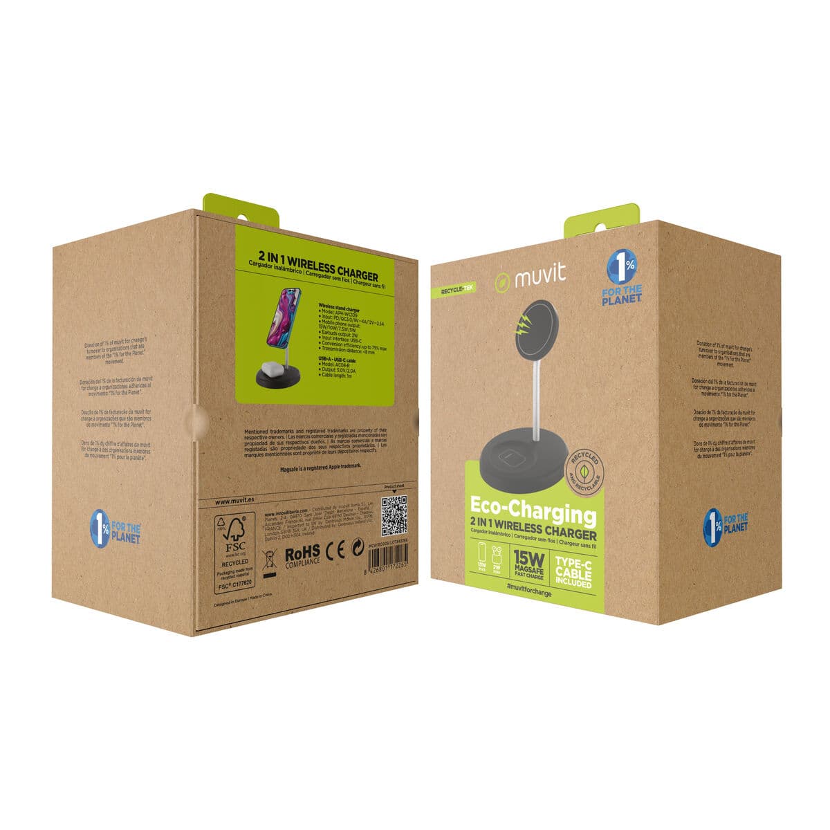 muvit for change cargador 2 en 1 soporte magsafe+iWatch/Airpod negro - Image 11