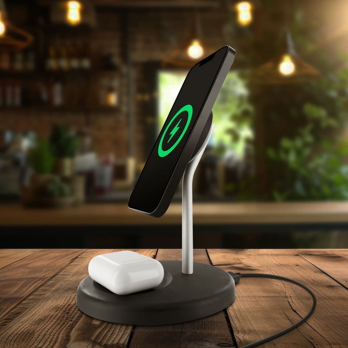 muvit for change cargador 2 en 1 soporte magsafe+iWatch/Airpod negro - Image 3