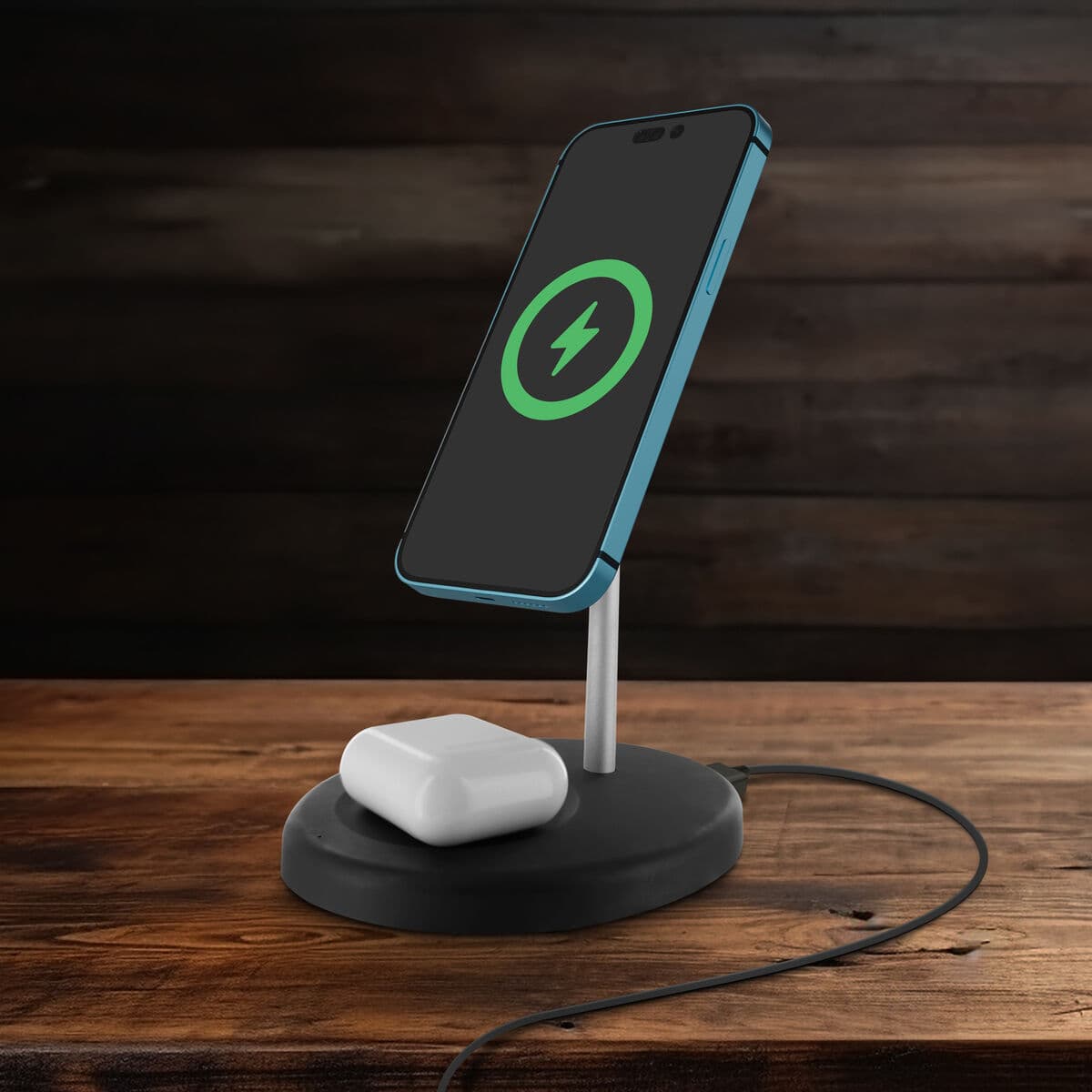 muvit for change cargador 2 en 1 soporte magsafe+iWatch/Airpod negro - Image 6