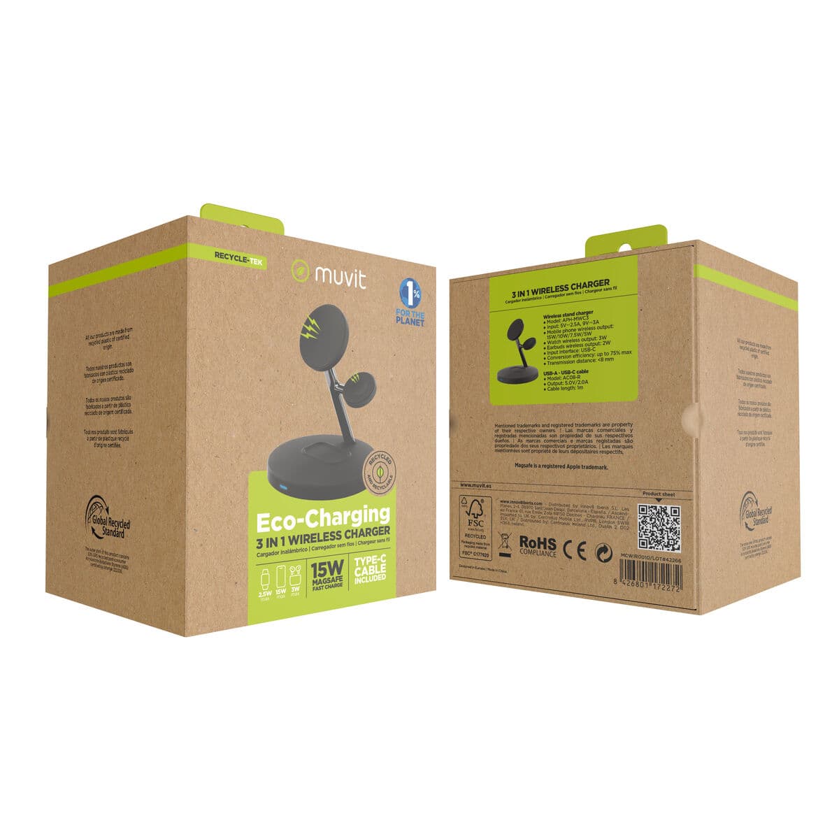 Cargador Inalámbrico Muvit for Change APH-MWC3 Negro - Image 11
