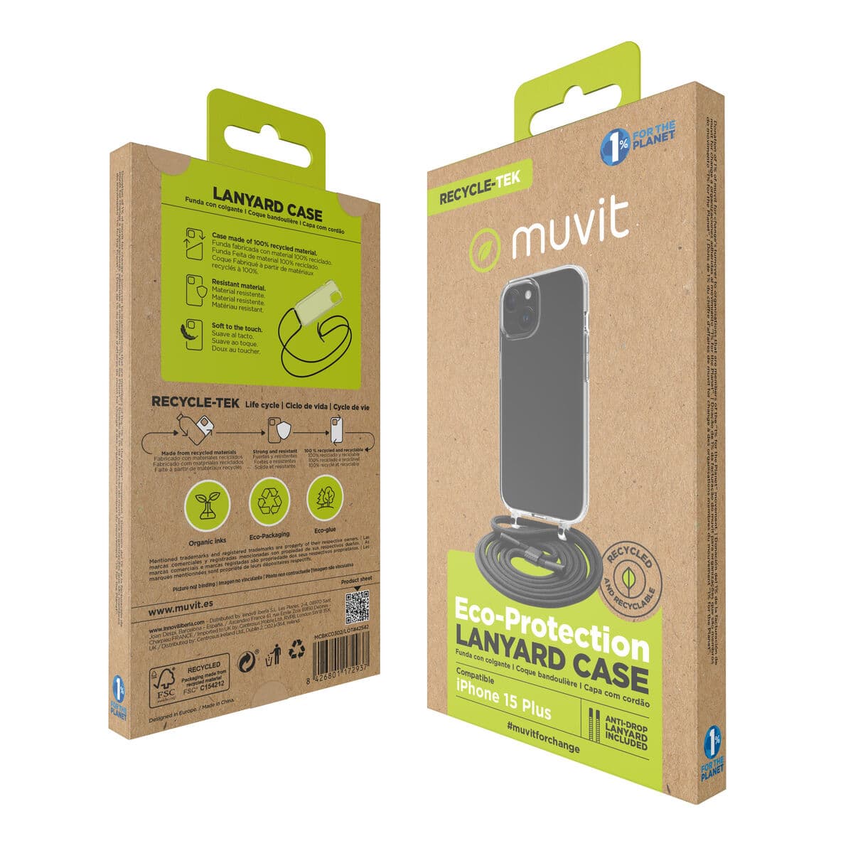 Protection pour téléphone portable Muvit for Change iPhone 15 Plus Transparent - Image 12