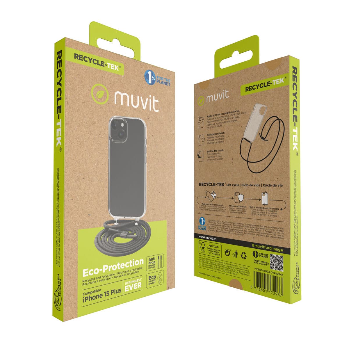Protection pour téléphone portable Muvit for Change iPhone 15 Plus Transparent - Image 10