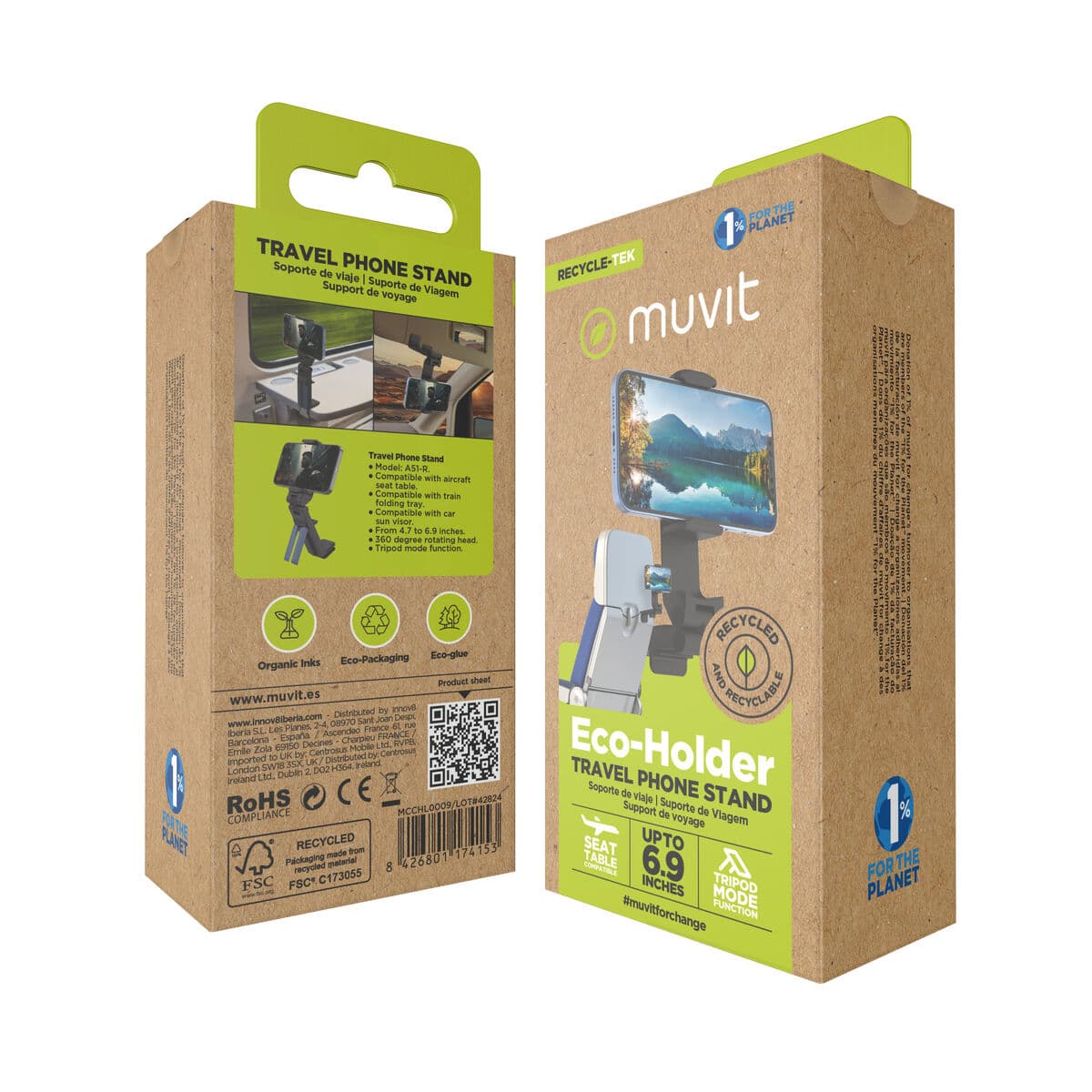 Moniasentoinen kännykkäteline kiinnittimellä Muvit MCCHL0009 Musta Muovinen - Image 20