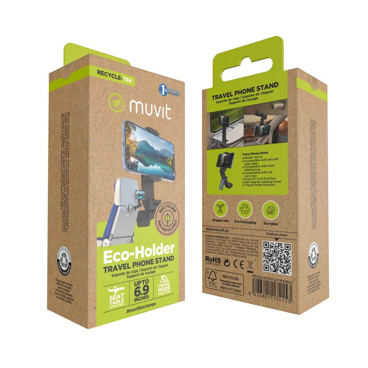 Moniasentoinen kännykkäteline kiinnittimellä Muvit MCCHL0009 Musta Muovinen - Image 23