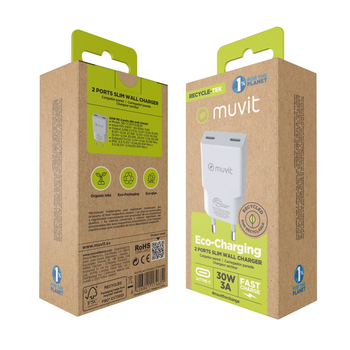 Caricabatterie per Auto Muvit for Change HC-263C Bianco 30 W - Image 6