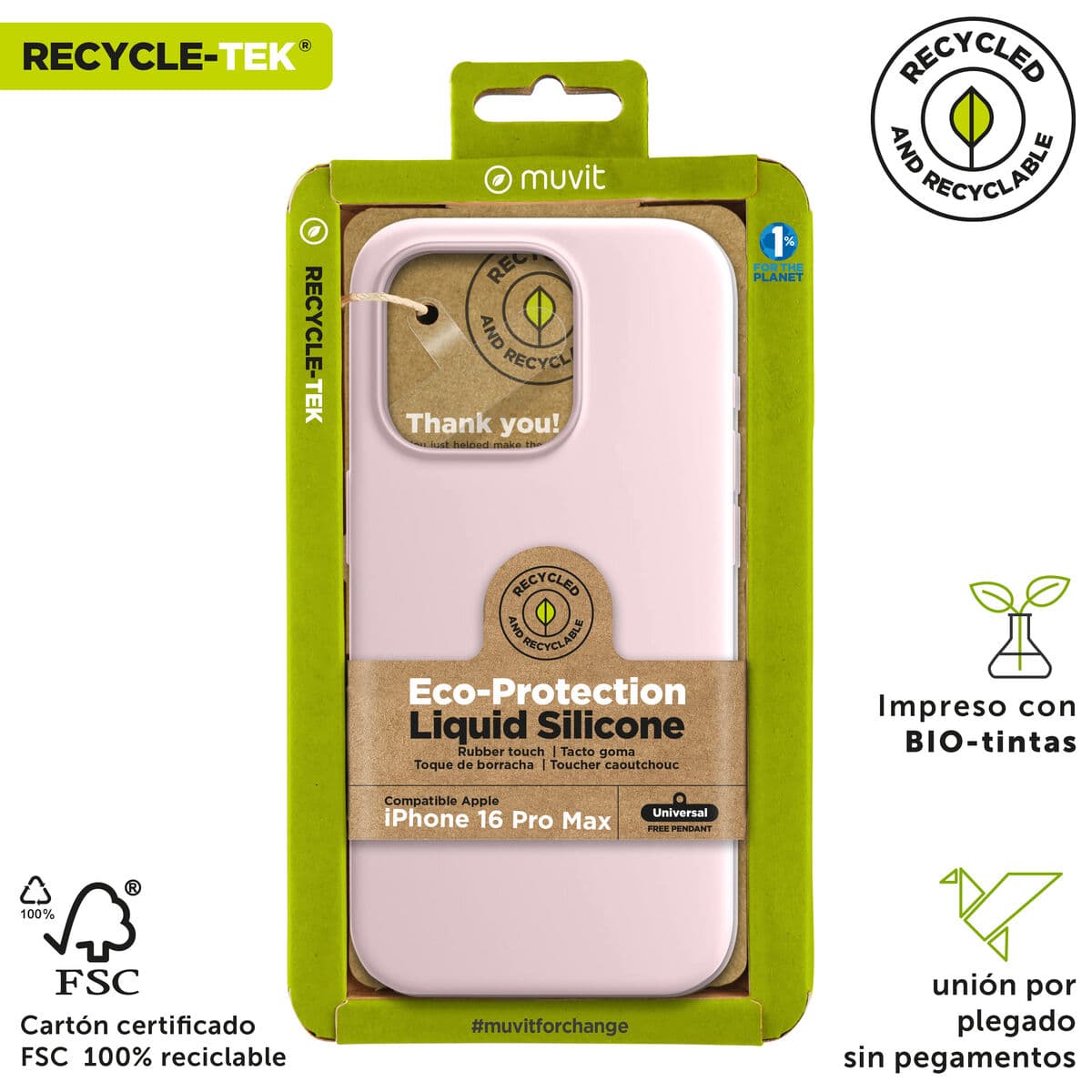 Protection pour téléphone portable Muvit for Change iPhone 16 Pro Max Rose - Image 4