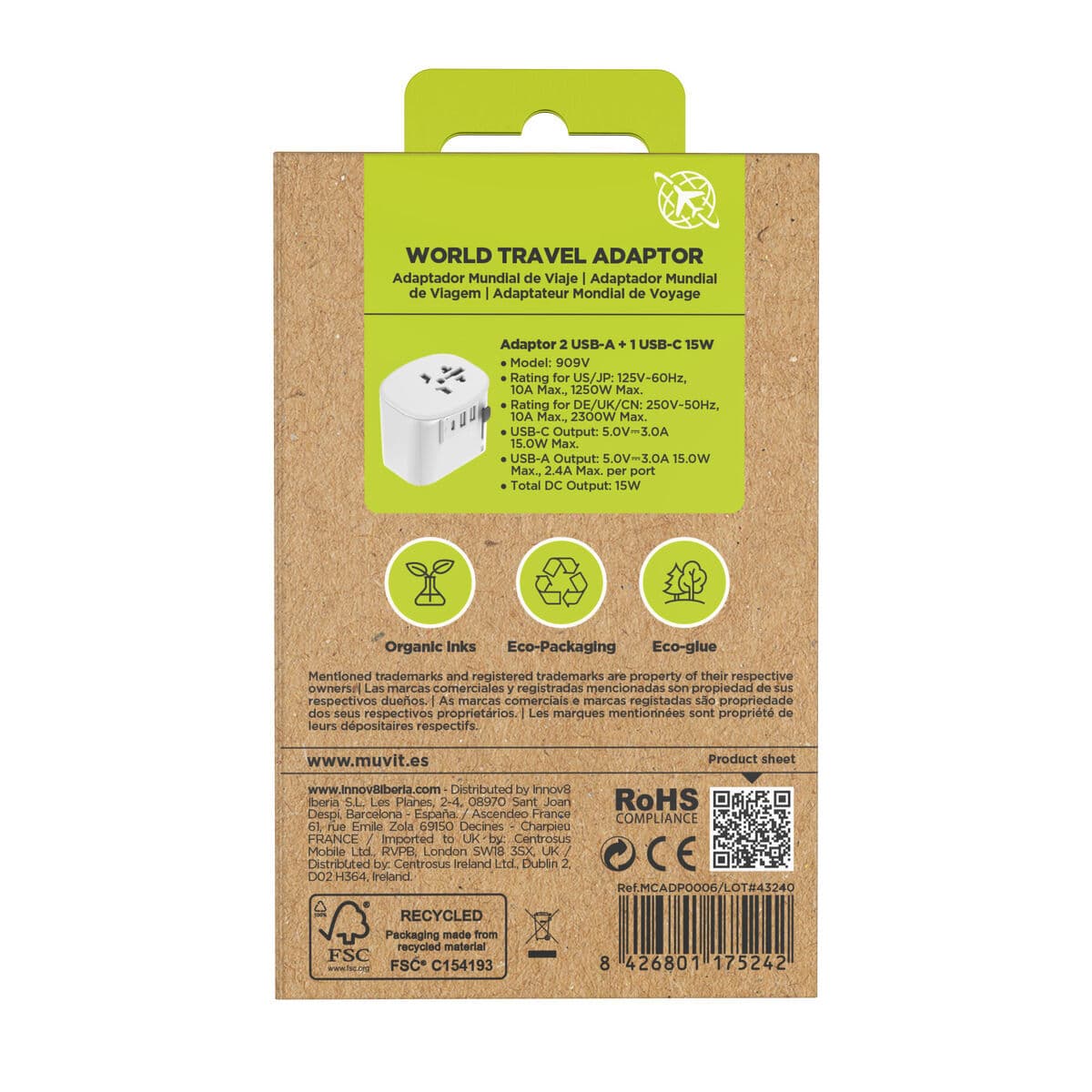 Univerzalni putni adapter za utičnicu Muvit MCADP0006 Bijela 150 W 15 w - Image 22