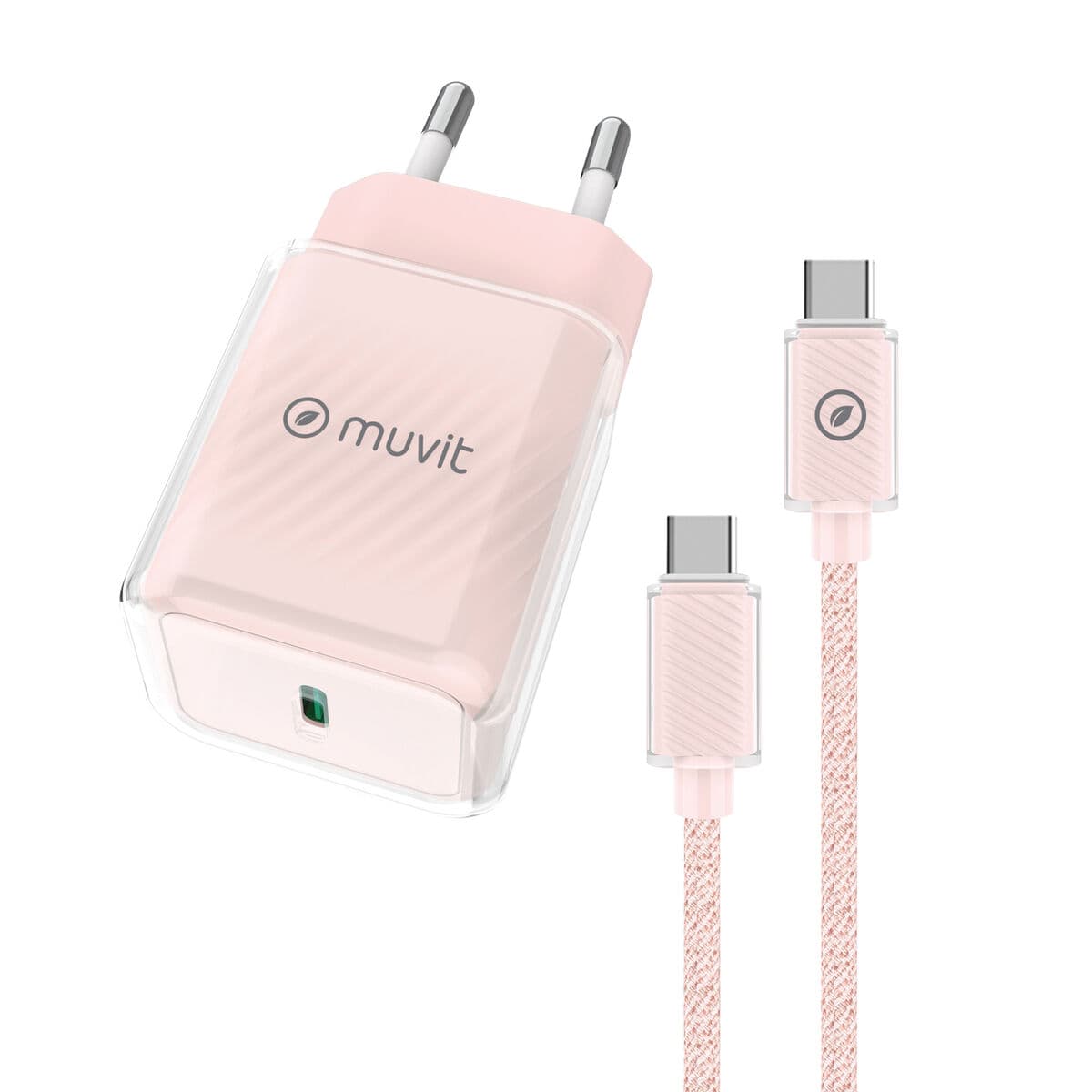 Chargeur Mural + Câble USB-C Muvit for Change  Glass GaN Rose